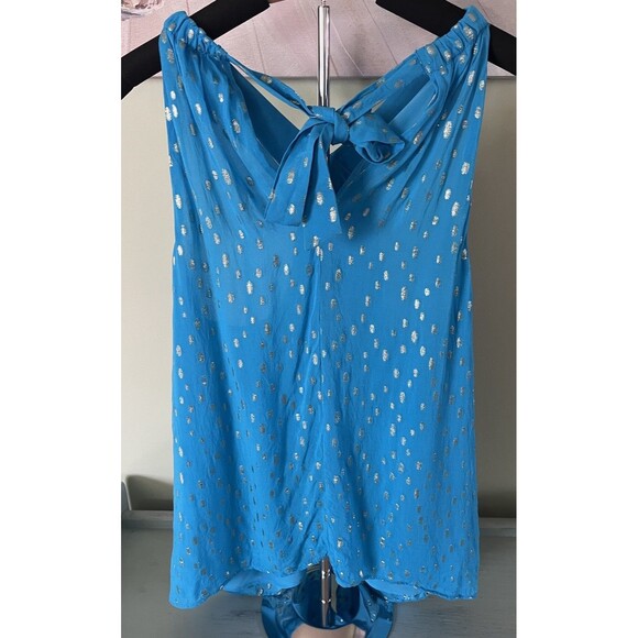Lily Pulitzer Rori Halter Top Cumulus Blue Metallic Sleeveless Size Large - Picture 5 of 5